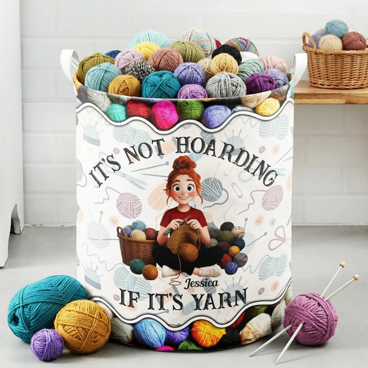 It's Not Hoarding If It's Yarn, Yarn Basket - Personalized Basket