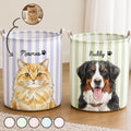 Custom Striped Pattern Watercolor Pet Portrait - Personalized Basket