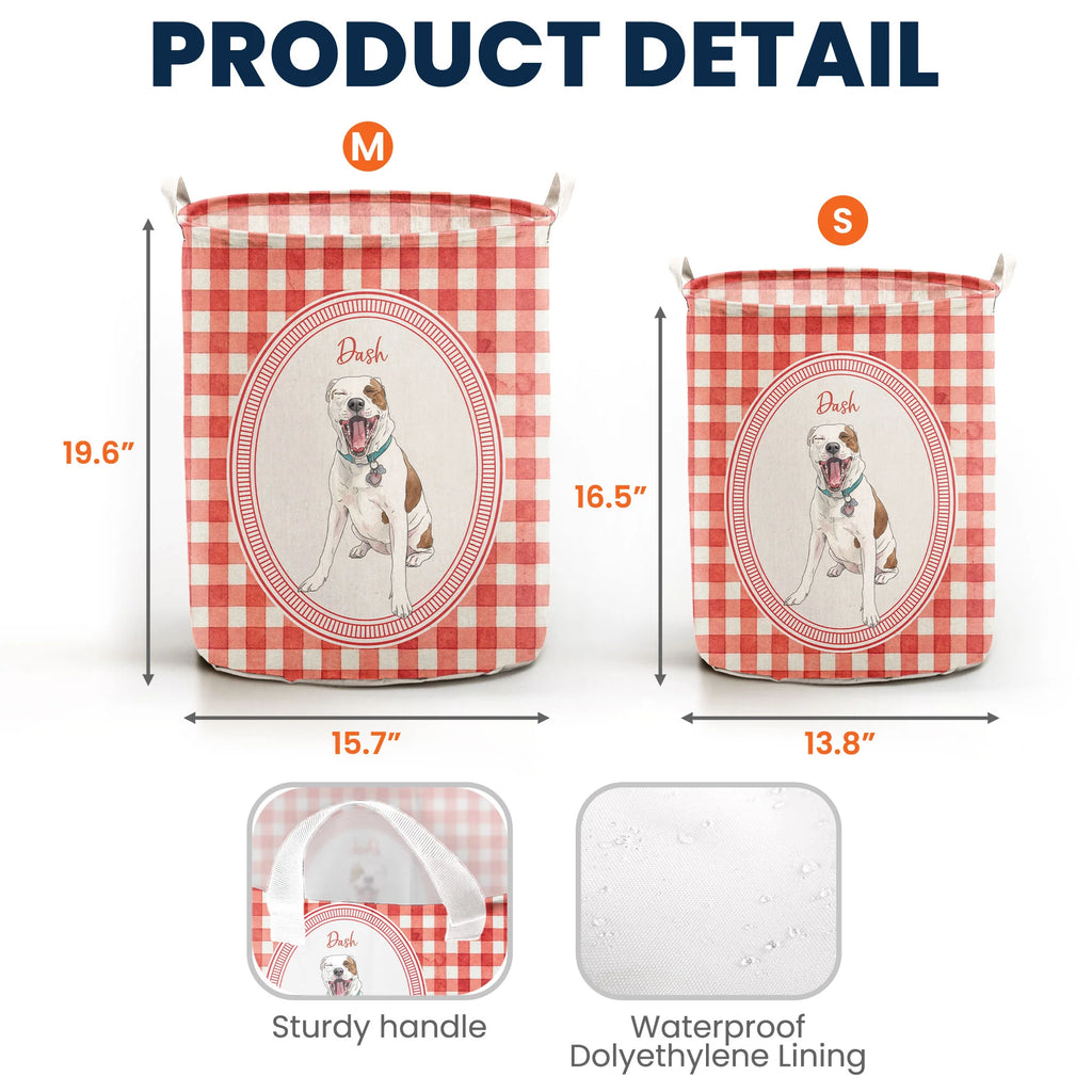Custom Watercolor Pet Portrait Striped Pattern - Personalized Basket