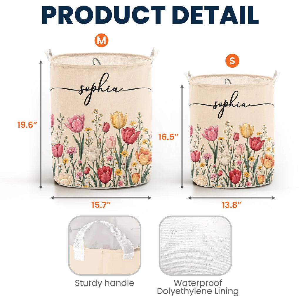 Custom Birth Flower & Name, Gifts For Her, Wife, Grandma, Daughter, Mom - Personalized Basket