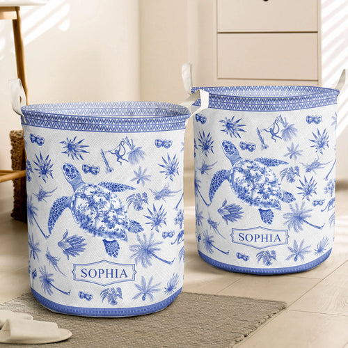 Animal Lovers Chinoiserie Toile De Jouy - Personalized Laundry Storage Basket