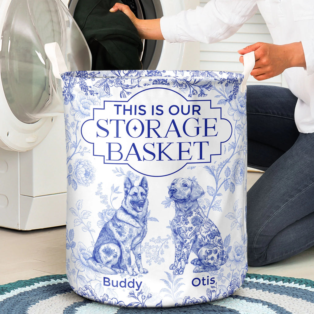 Dog Custom Breeds Floral Toile De Jouy French - Personalized Laundry Storage Basket