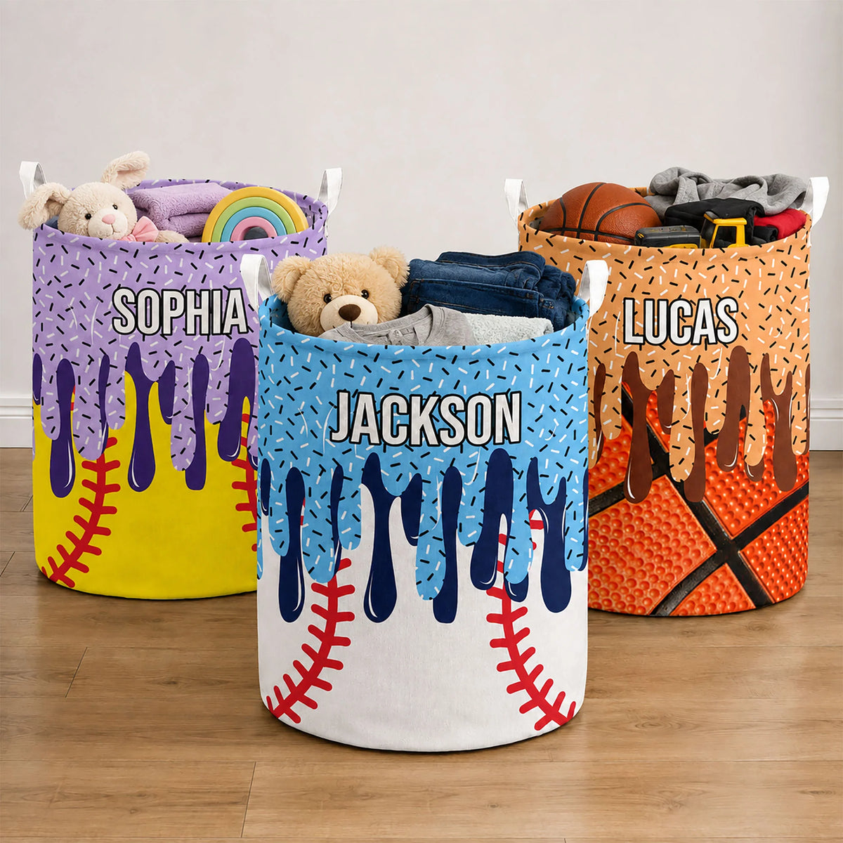 Icecream Drip Design For Baseball, Softball, Soccer, Football, Basketball, Hockey Lover - Personalized Basket