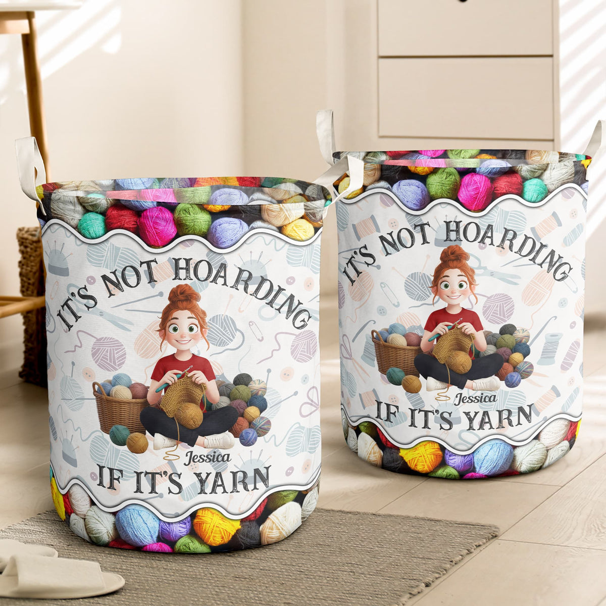 It's Not Hoarding If It's Yarn, Yarn Basket - Personalized Basket