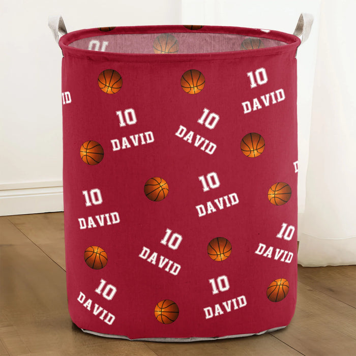 Basketball Custom Name, Number - Personalized Laundry Storage Basket