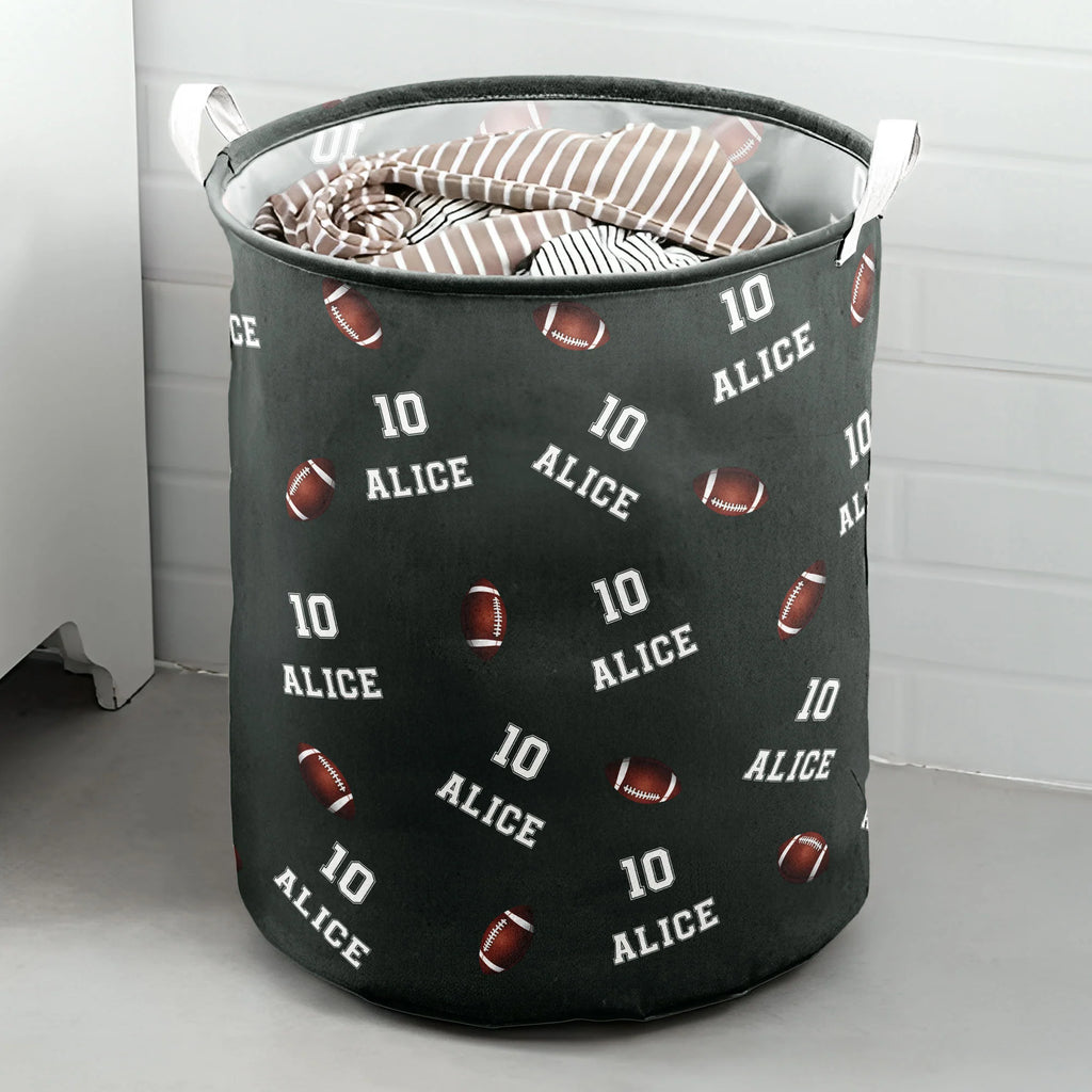 American Football Custom Name, Number - Personalized Laundry Storage Basket
