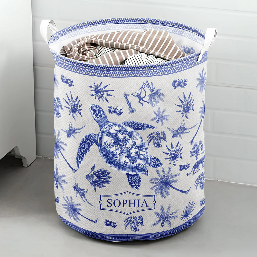 Animal Lovers Chinoiserie Toile De Jouy - Personalized Laundry Storage Basket
