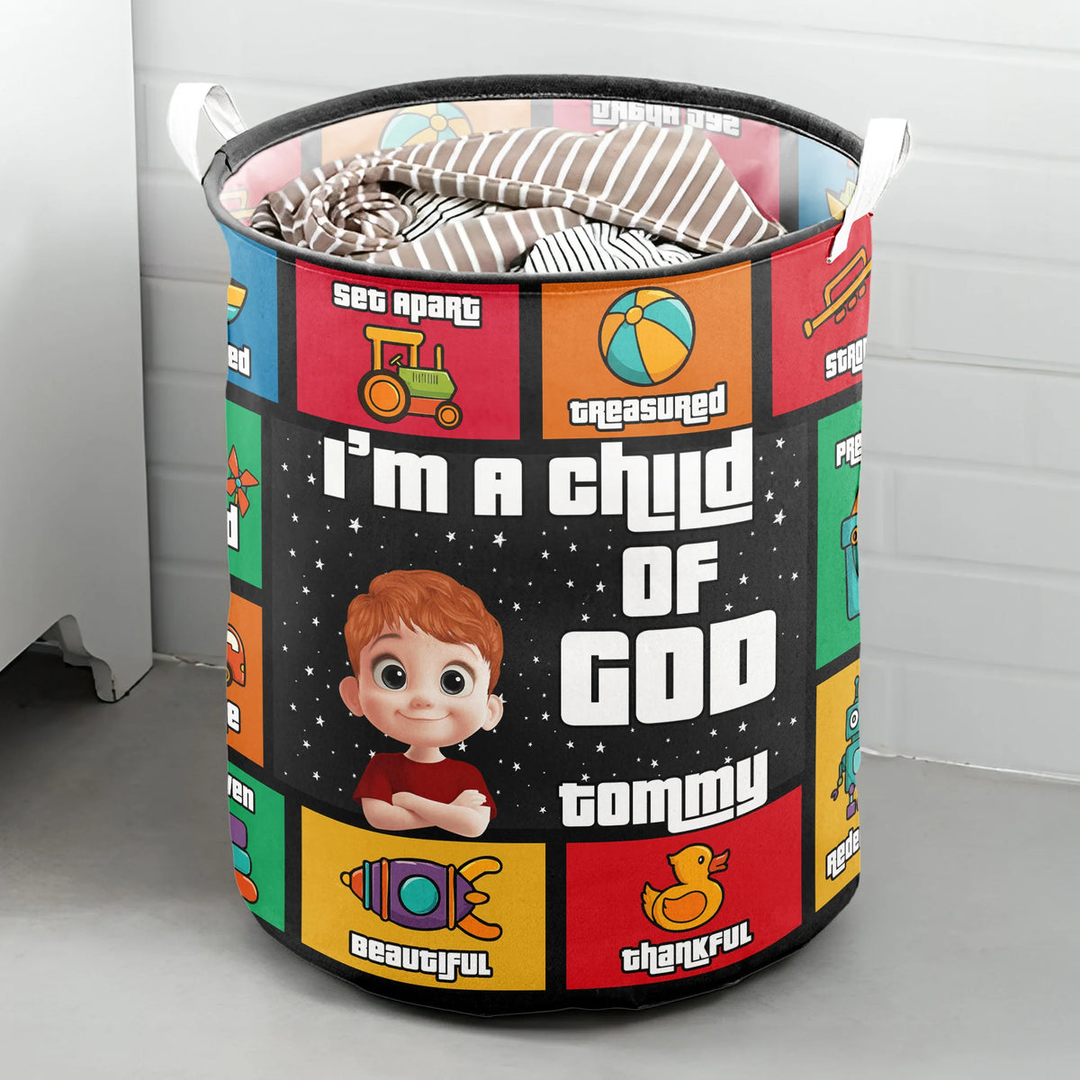 I Am A Child Of God Christian Kids Bible Quotes - Personalized Storage Basket