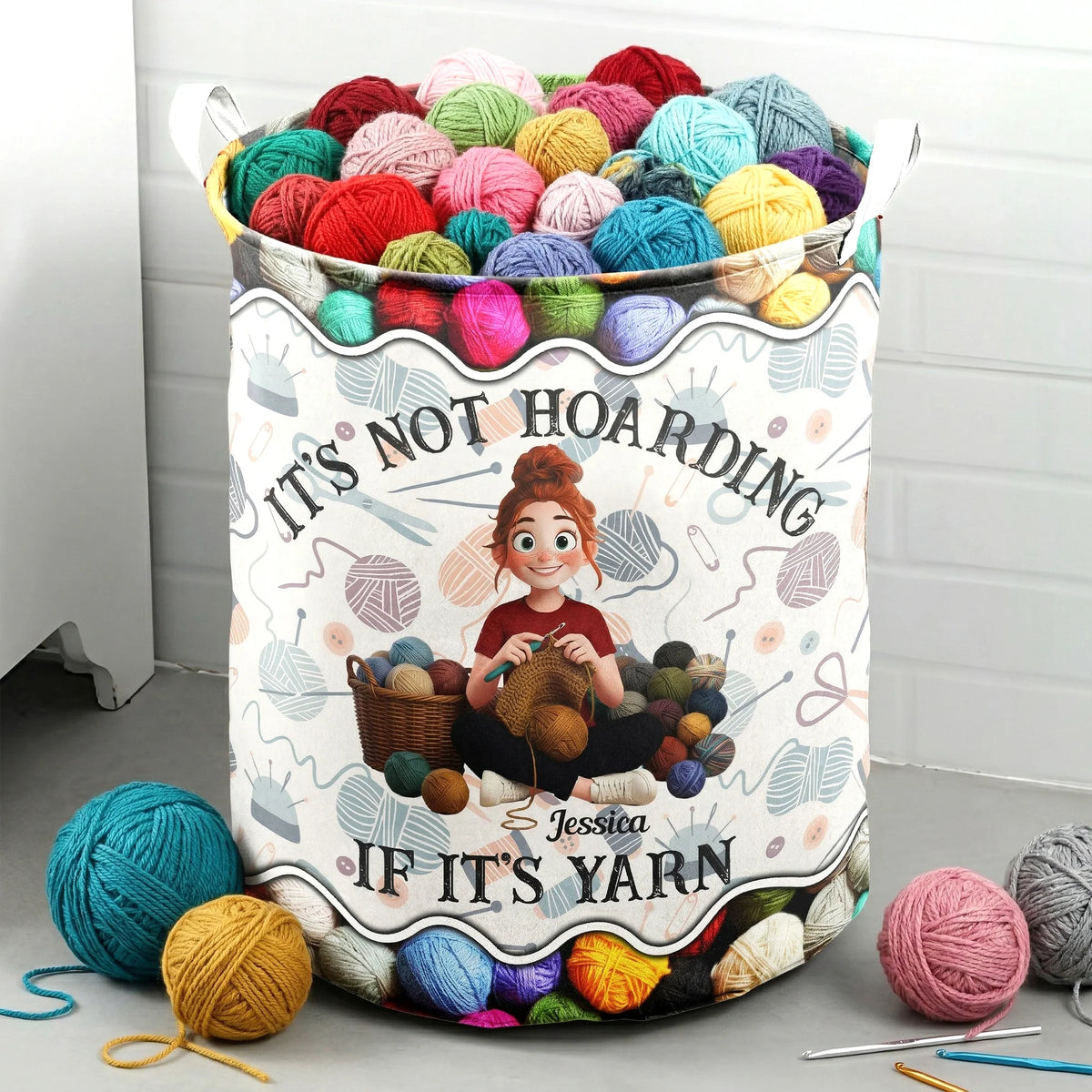 It's Not Hoarding If It's Yarn, Yarn Basket - Personalized Basket